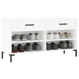 Rackhams Shoe Bench White 102x35x55 cm Engineered Wood - thumbnail 3