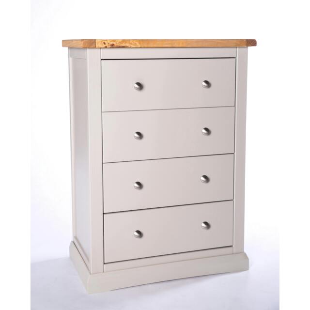 Rackhams Loreo 4 Drawer Chest of Drawers Chrome Knob - Light Grey - image 1