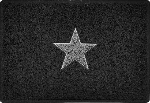 Rackhams Inlay STAR Doormat - Black with Grey Star - 90cm x 60cm - image 1