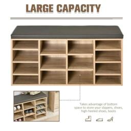 Rackhams Multi-Storage Shoe Rack w/ 14 Compartments Cushion Moving Shelves Solid Frame Foot Pads Home Office Tidy Organisation Boots Trainers Brown - thumbnail 4