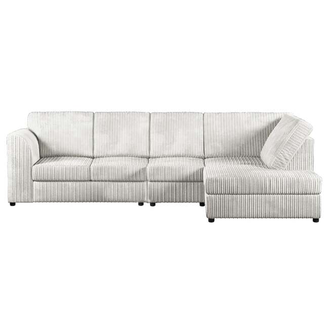 Rackhams Luxor Full Cord Fabric 5 Seater Corner Sofa Full Back - Silver - Right Hand Facing - image 1
