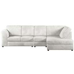 Rackhams Luxor Full Cord Fabric 5 Seater Corner Sofa Full Back - Silver - Right Hand Facing