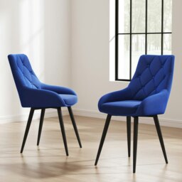 Rackhams Set of 2 Dining Chair with Velvet Upholstery Green/Blue/Grey - Grey - thumbnail 3
