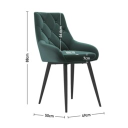 Rackhams Set of 2 Dining Chair with Velvet Upholstery Green/Blue/Grey - Grey - thumbnail 4