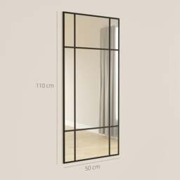 Rackhams Window Style Vanity Mirror 110 x 50cm Hanging Wall Mirror Black - 110W x 2D x 50H cm - Modern - Black metal frame - thumbnail 3