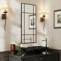 Rackhams Window Style Vanity Mirror 110 x 50cm Hanging Wall Mirror Black - 110W x 2D x 50H cm - Modern - Black metal frame