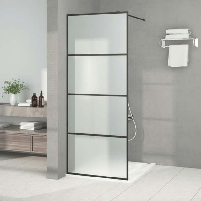 Rackhams Walk-in Shower Wall Black 80x195 cm Frosted ESG Glass