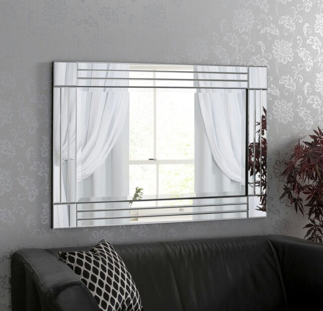Rackhams Molly Triple Glass Framed Wall Mirror 120cm x 80cm - image 1