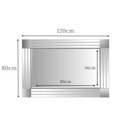 Rackhams Molly Triple Glass Framed Wall Mirror 120cm x 80cm - thumbnail 2