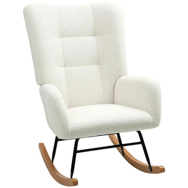 Rackhams Teddy Fleece Rocking Chair - Cream White
