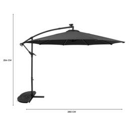 Rackhams LED Cantilever Parasol 3m With Half Fan Base – Grey - thumbnail 5