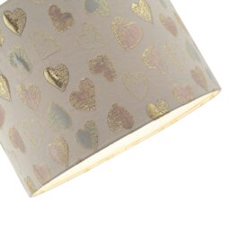 Rackhams Feminine Pink Duck Egg and Shiny Gold Hearts Circular Lamp Shade - thumbnail 3