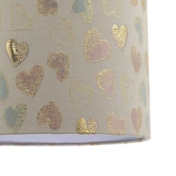 Rackhams Feminine Pink Duck Egg and Shiny Gold Hearts Circular Lamp Shade - thumbnail 4