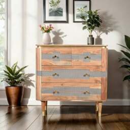 Rackhams Alaina Acacia Wood 4 Drawers Chest - Wood - 90X40X90cm (LXDXH) - Chest of Drawer - thumbnail 6