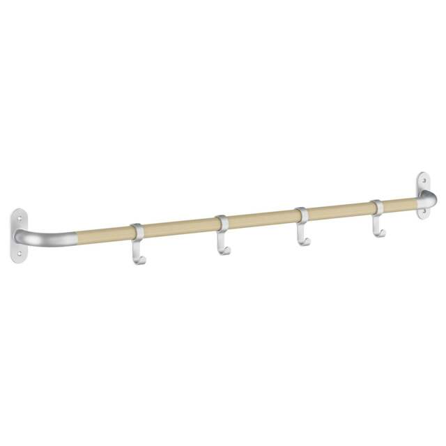 Rackhams 4 Hook Coat Rack in Beech/Grey Aluminium, Length 1000mm - image 1