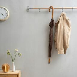 Rackhams 4 Hook Coat Rack in Beech/Grey Aluminium, Length 1000mm - thumbnail 3