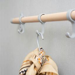 Rackhams 4 Hook Coat Rack in Beech/Grey Aluminium, Length 1000mm - thumbnail 2