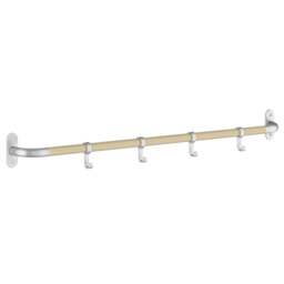 Rackhams 4 Hook Coat Rack in Beech/Grey Aluminium, Length 1000mm