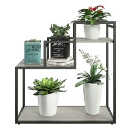 Rackhams Weston Plant Stand with 3 Shelves Black/Natural - Cream