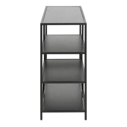 Rackhams Seaford Wide Black Metal Bookcase with 4 Black Oak Shelves - 1 - Black - Wood - thumbnail 3