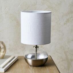 Rackhams Emmy Satin Nickel and Clear Glass Table Lamp - thumbnail 2