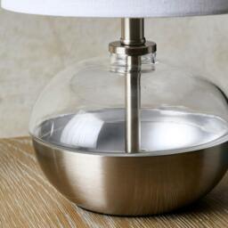 Rackhams Emmy Satin Nickel and Clear Glass Table Lamp - thumbnail 3