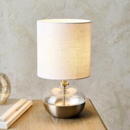 Rackhams Emmy Satin Nickel and Clear Glass Table Lamp - thumbnail 1