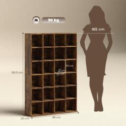 Rackhams DVD CD Media Storage Rack, Video Display Unit, Rustic Brown - Rustic Brown - 89 x 20 x 130.5 cm - 1 - thumbnail 4