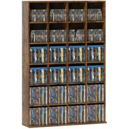 Rackhams DVD CD Media Storage Rack, Video Display Unit, Rustic Brown - Rustic Brown - 89 x 20 x 130.5 cm - 1 - thumbnail 3