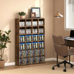 Rackhams DVD CD Media Storage Rack, Video Display Unit, Rustic Brown - Rustic Brown - 89 x 20 x 130.5 cm - 1