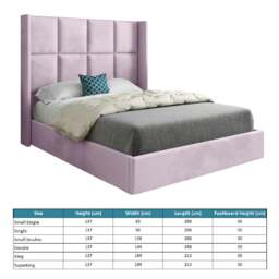 Rackhams Quanta Straight Winged Upholstered Soft Velvet Bed Frame - Pink - Silver - Small double - thumbnail 5