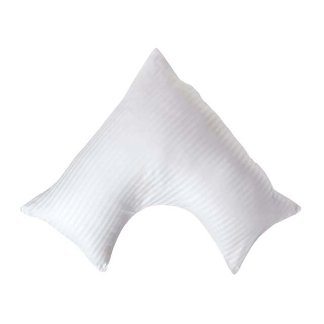 Rackhams Silky 330 TC Egyptian Cotton Satin Stripe V Shaped Pillowcase - White - image 1