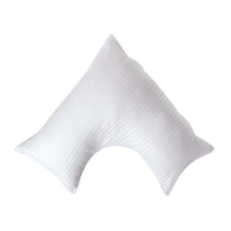 Rackhams Silky 330 TC Egyptian Cotton Satin Stripe V Shaped Pillowcase - White - thumbnail 2