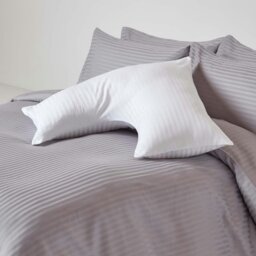 Rackhams Silky 330 TC Egyptian Cotton Satin Stripe V Shaped Pillowcase - White - thumbnail 3