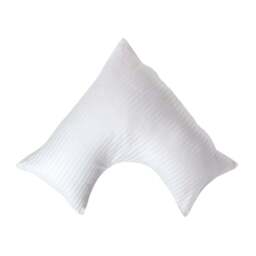 Rackhams Silky 330 TC Egyptian Cotton Satin Stripe V Shaped Pillowcase - White - thumbnail 1