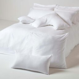 Rackhams Silky 330 TC Egyptian Cotton Satin Stripe V Shaped Pillowcase - White - thumbnail 6