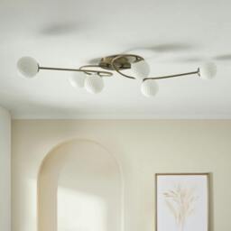 Rackhams Jaymie 6-Light Antique Brass Semi-Flush Ceiling Light - thumbnail 2