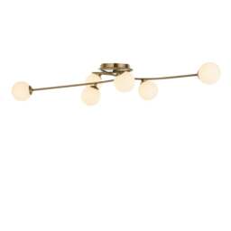 Rackhams Jaymie 6-Light Antique Brass Semi-Flush Ceiling Light - thumbnail 6