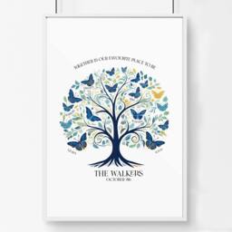 Rackhams Print For Living Room - Set of 1 Botanical Wall art Prints - A3 11.69 x 16.54 in / 29.7 x 42 cm - Satin Photo paper 280 gsm - White Frame