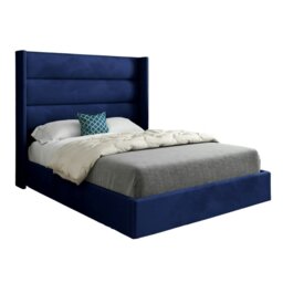 Rackhams Nuno Straight Winged Upholstered Soft Velvet Bed Frame - Blue - Pink - Small single - thumbnail 6