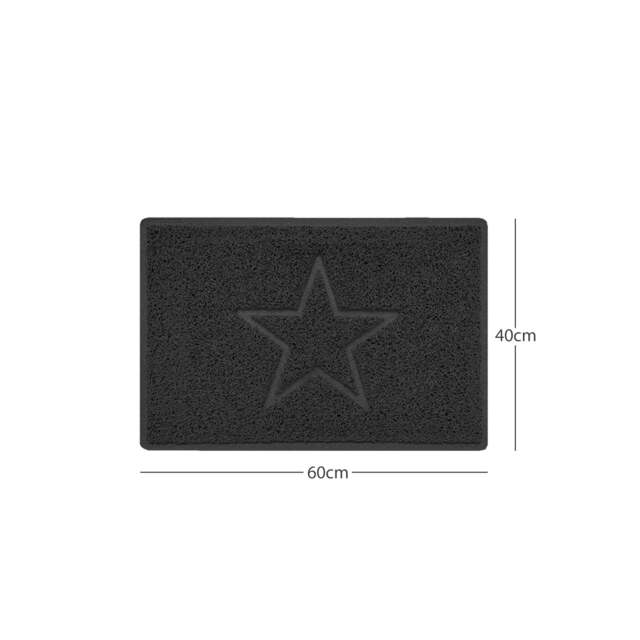"Rackhams ""Star"" Embossed Loofah Textured Spaghetti Doormat - Black - 60cm x 40cm - Yes (Suitable for Indoors)" - image 1