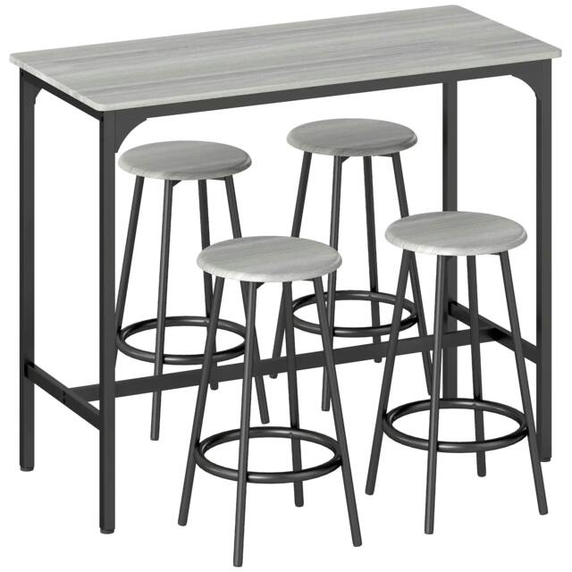 Rackhams Five-Piece Industrial-Style Bar Table Set - Grey/Black - image 1