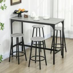 Rackhams Five-Piece Industrial-Style Bar Table Set - Grey/Black - thumbnail 2