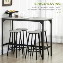 Rackhams Five-Piece Industrial-Style Bar Table Set - Grey/Black - thumbnail 5