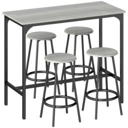 Rackhams Five-Piece Industrial-Style Bar Table Set - Grey/Black - thumbnail 1