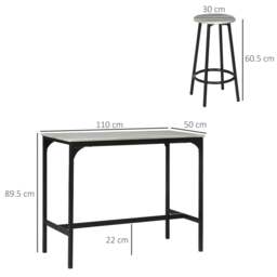 Rackhams Five-Piece Industrial-Style Bar Table Set - Grey/Black - thumbnail 3