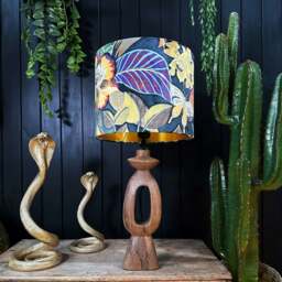 "Rackhams Swallowtail Velvet Lampshade With Gold Lining - Table / Floor Lamp - 30cm Diameter x 25cm Height (12"" x 10"")" - thumbnail 2