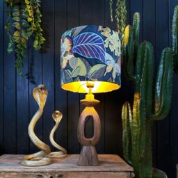 "Rackhams Swallowtail Velvet Lampshade With Gold Lining - Table / Floor Lamp - 30cm Diameter x 25cm Height (12"" x 10"")" - thumbnail 3