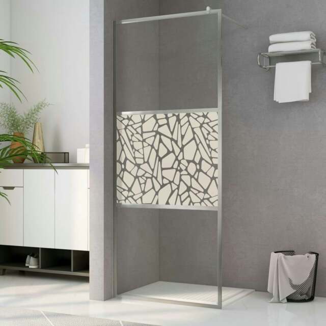 Rackhams Walk-in Shower Wall ESG Glass with Stone Design 100x195 cm