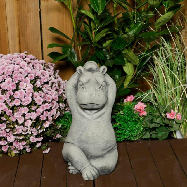 Rackhams Serene Large Cast Stone Yoga Hippo Garden Statue - image 1